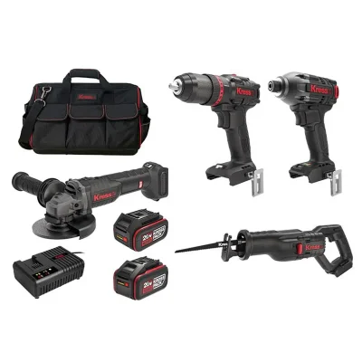 KRESS Hammer Drill Impact Driver Grinder Recip saw 20V BL Combo Kit